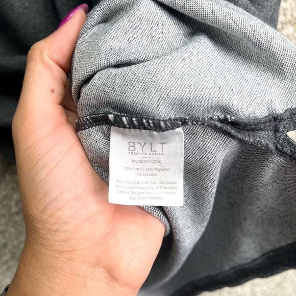 BYLT T-Shirt Men’s Medium Dark Gray Basic Crew Neck Split Hem Lux Short Sleeve - Picture 6 of 7